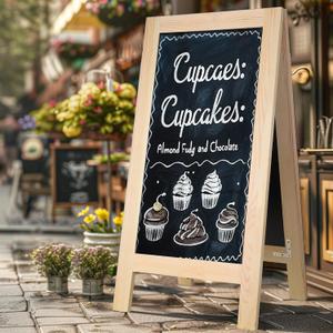 20 x 40 Inch Wooden Sandwich Board Signs Outdoor, Chalk Board Easel Sign,Double-Sided a Frame Chalkboard Sign,Extra Large Chalkboard Easel,Sidewalk Sign,Chalk Board Sign Board. (20 x 40 Inch)