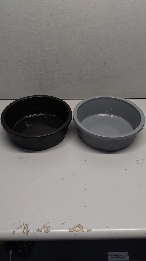 Round Dish Wash Basin Dishpan for Washing Dishes, Plastic Portable Dish Tub Design for Camping and Multipurpose for Face Cleansing, 2-Pack Gray and Black