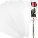 Yexiya 100 Pcs Single Rose Sleeve Bouquet Bags for Flowers Floral Packaging Bag Single Flower Wrapping Paper Flower Bouquet Sleeves for Mother's Day Valentine's Gift Wedding (White)