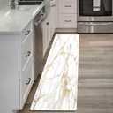 Mrcrypos Gold White Kitchen Rugs Cushioned Anti Fatigue Marble Kitchen, 23.5" W x 70" L