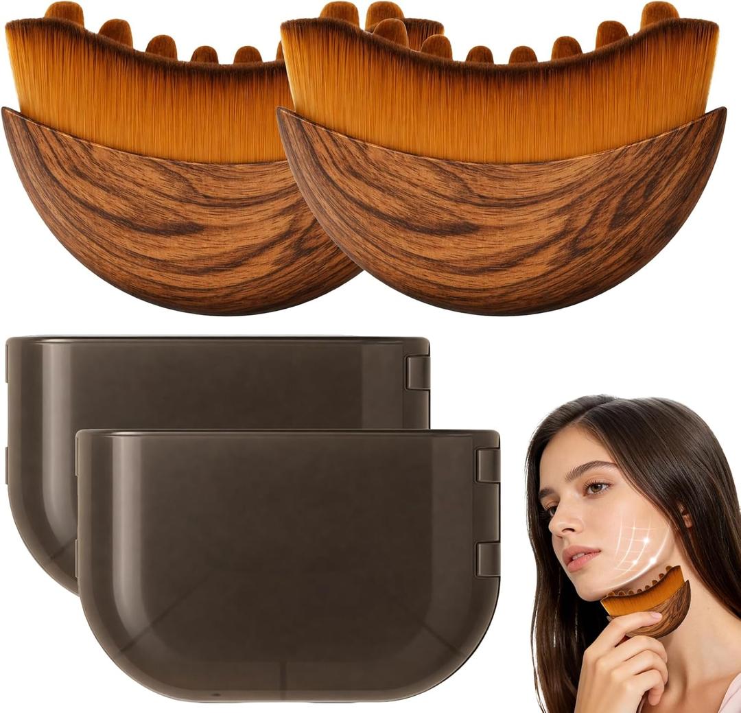 2 x Lymphatic Contour Face Brush - Facial Massage Tool for Lymphatic Drainage, Contouring & Relaxation | Gentle Gua Sha Brush & Skin Care Tools for Daily Routine2 PCS