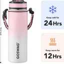 GOSWAG Insulated Sports Water Bottle, 24oz 2 Lids(with Straw/No Straw), Stainless Steel Water Bottles with Paracord Handle, Insulated Bottle with Double-Wall Vacuum Insulation