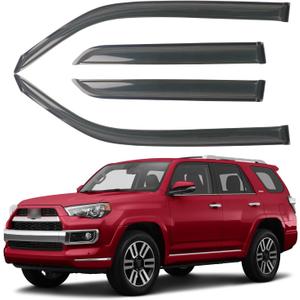 Rain Guards Fit for 2010-2024 Toyota 4Runner SR SR5 Trail Limited, Durable Outside Mount Side Window Visor Deflectors, Smoke Tinted Window Vent Visors Shade Shield (For 2010-2024 4Runner)