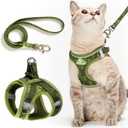 PetThem Upgraded Cat Harness and Leash Set - Step-in Escape Proof Adjustable Cat Harness, Comfortable Soft Lightweight, Reflective Harness for Walking, Travel, Camping (Growling Crocodile, L)