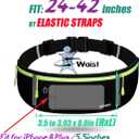 USHAKE Slim Running Belt, Workout Fanny Pack for Men Women,Exercise Waist Pack for Apple iPhone Holder, Runner Belt for Running Walking Cycling Camping Gym (black/3 yellow zippers)