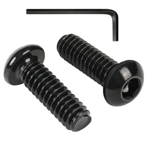 VGBUY 70Pcs 1/4-20 x 1/2" Button Head Socket Cap Bolts Screws,304 Stainless Steel 18-8,Black Zinc Plating,Fully Threaded,with Spanner Allen Hex Drive, for Furniture,Water Pump,Light Fixture(VG10302) 58 PCS
