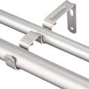 Amazon Basics Adjustable 1-Inch Double Curtain Rod for Windows, Cap Finials, 72" to 144", Nickel