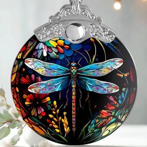 Christmas Dragonfly Ornament - Stained Glass Decor for Tree, Holiday Decorations and Xmas Gift Ideas