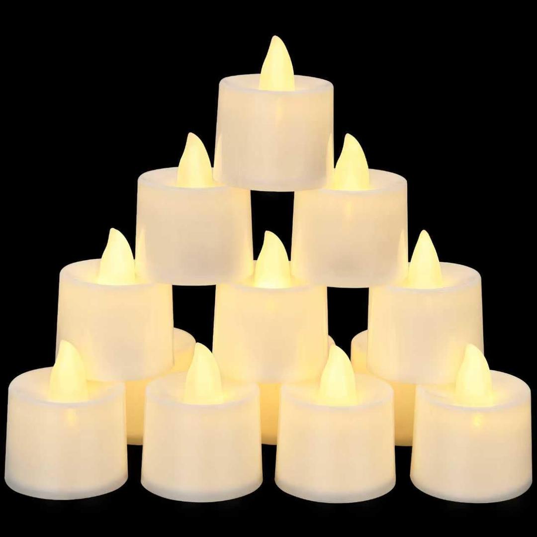 KOABY 25 Pack Flameless Votive Candles, Last 8H+, Warm White Light, No Timer No Flickering