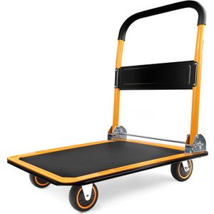MaxWorks Foldable Platform Truck Push Dolly 330 lb Capacity 28.75" x 18.75" x 33" Heavy‑Duty Utility Cart with Fold Down Handle for Home Garage Warehouse and Workshop Use (80876)