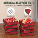 Christmas Ornament Storage Box Store 128 Ornaments, Xmas Ornament Organizer Storage box with Dual Zipper Closure and Adjustable Dividers, Large Holiday Decorations Containers with 8 Individual Trays (Red)