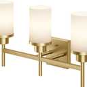 Bathrom Light Fixtures Modern Gold 3 Vanity Lights Over Mirror, Wall Lamps with White Frosted Glass Shade for Toilet Washroom Bath T001GD-L3