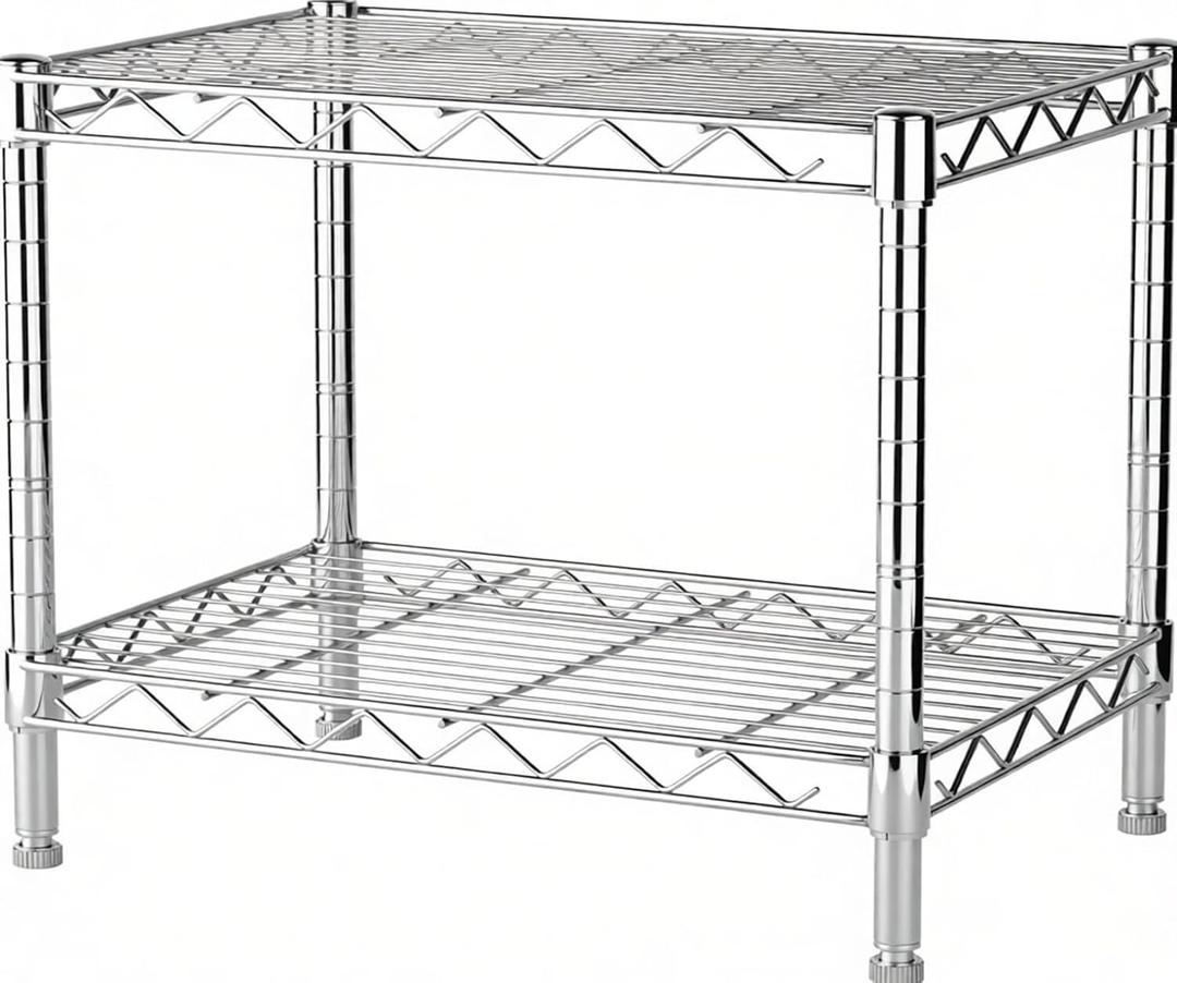 Xcity Storage Shelves, 2 Tier Heavy Duty Metal Shelving Unit with Wheels, 700 LBS Adjustable Steel Wire Shelf for Commercial, Pantry, Kitchen, Garage, 14" D x 24" W x 20" H, Chrome