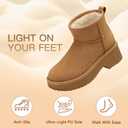 SHIBEVER Winter Ankle Boots Women Platform Suede Snow Booties Warm Fur Anti-Slip Waterproof Comfortable Outdoor Shoes (Brown)