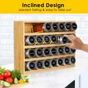 Bamboo Spice Rack Organizer With 28 Spice Jars, 780 Labels, 4 Tier Wood Hanging Shelf, Chalk Marker and Funnel Set for Drawer Cabinet Kitchen Countertop Wall Mount, Empty 4 oz Glass Jar & Shaker Lids