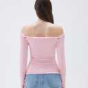 SUUKSESS Women Padded Off The Shoulder Tops Double Lined Going Out Fitted Basic Fall Shirts (Pink, M)