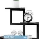 Gannyfer Desk Shelf Organizer - Wood Desktop Shelf, Freestanding Desk Hutch Office Decor, 3 Tier Storage Display Rack, Small Bookshelf with Metal Frame for Books/Plants/Toys (Black)