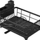 Kmiectse Dish Drying Rack - Space-Saving Small Dish Rack for Kitchen Counter, Rust-Resistant Kitchen Drying Rack, Compact Dish Drainer Organizer with Utensil Holder for Home Kitchen, Black