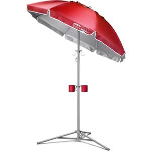 Wondershade Ultimate Portable Sun Shade Umbrella Lightweight Adjustable Outdoor Patio & Beach Umbrella with Tripod Base (Red)