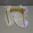 Light Up Fairy Wings for Girls Butterfly Wings, Fairy Wings Costumes with Light Up Star Wand Wings and Gold Crowns, Pretend Play Halloween Costume Dress Up Accessories for Adults and Kids