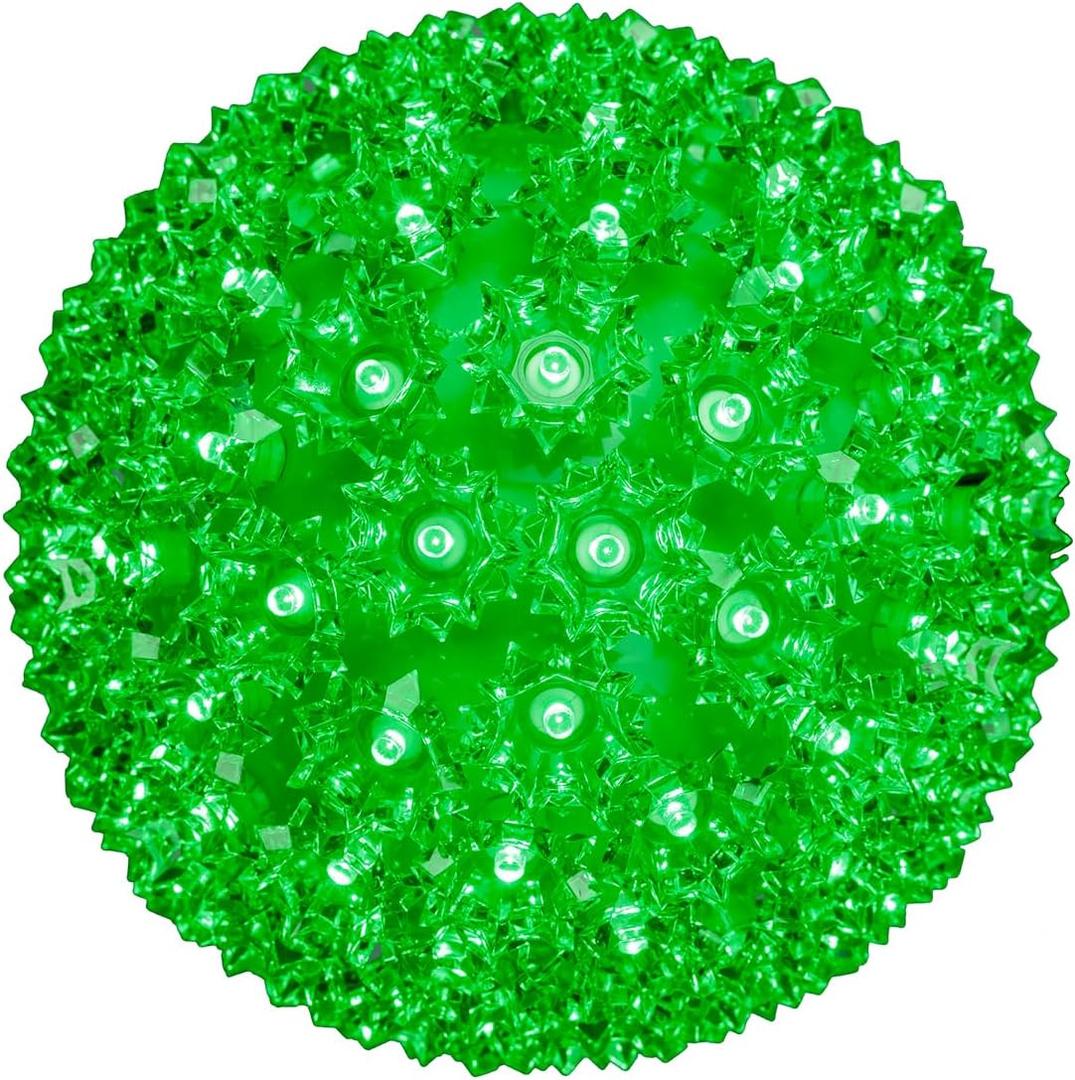 Novelty Lights LED 7.5in 100 Light Starlight Sphere, Green, Large Ornament Ball Light, 5ft Hanging Cord with S Hook, 12ft Power Cord with Stackable Plug, Commercial Grade