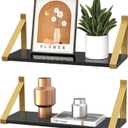 Gold Black Floating Shelves Wall Mounted Set of 2, 8mm Transparent Acrylic, Invisible Wall Shelves for Bedroom, Living Room, Bathroom, Kitchen, Office Display Decor (13 In)