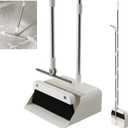 Magic Broom and Dustpan Set with Silicone Broom Squeegee, 55'' Broom with Dustpan Combo Set Self-Cleaning Teeth Design Upright Standing Dustpan for Indoor Floor Home Kitchen (Set (No) Cloth)