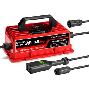 36V Lithium Battery Charger, 43.8V 15A Fast Charging for Golf Cart, IP67 Waterproof, 36 Volt 15 Amp Lithium Charger, Fully Automatic Smart Charging