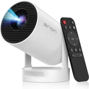 [Electric Focus]Mini Portable Projector with 4K Support, Bluetooth 5.4 WIFI6, 5watt Sound Base Speaker, 260 ANSI, Android 11, 210 Rotation , Auto Keystone Correction Video Projector HY300 PLUS (White)