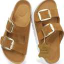 Genuine Leather Platform Sandals Wedge Chunky Platform Sandal-Women Sandals with EVA Memory Foam Sole and Cork Footbed