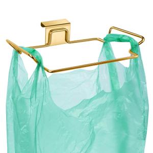 Large Stainless Steel Trash Bag Holder for Kitchen Cabinets Doors and Cupboards, Gold