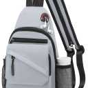 Small Crossbody Bag Casual Sling Bag for Men, Convertible Backpack, 3-in-1 Anti-Theft Shoulder Bag Trendy Daypack for Travel, Light Grey