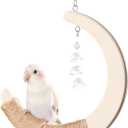 mini&moe Bird Swing Perch for Cage, Small Bird Perch Climbing Chewing Toy, Natural Wood Sturdy Hemp Rope Swings for Budgies, Cockatiels, Conures, Small Parakeets