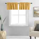 DONREN Gold Yellow Curtain Valances for Living Room - Blackout Rod Pocket Valances for Small Window (72 Wide by 18 Long,2 Panels)