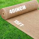 40" x15 Feet Burlap Fabric Natural Burlap Roll Multipurpose Burlap Tree Wrap Premium Weed Barrier Erosion Jute Fabric for Gardening, Weddings, Crafts & Holiday Decor  Wedding Aisle Runner