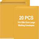 20 Pcs 14" x 18" Extra Large Mailing Envelopes 32lb with Gummed Flaps, Catalog Jumbo Craft Envelopes for Mailing, Storage and Organizing Documents Office Supplies (Yellow)