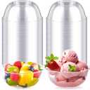 Qeirudu 12 oz Small Clear Plastic Bowls, 100 Pack Disposable Hard Plastic Party Serving Bowls for Salads, Ice Creams, Fruit, Desserts, Parfaits, Snacks