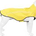 Mile High Life Dog Raincoat, Adjustable Waterproof Reflective Rain Jacket for Small Medium Large Dogs, Lightweight Breathable Pet Rain Coat with Leash Hole(Yellow,Medium Chest 26-32")