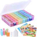 Zefy 140 Grids Diamond Painting Storage, Diamond Art Storage with 447 Colors Labels Stickers, Diamond Art Trays Accessories Bead Organizer Containers