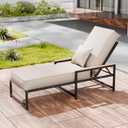 Chaise Lounge Cushions Outdoor, 72 x 21 x 6 Inch Olefin Waterproof and Fade Resistant Patio Furniture Lounge Chair Cushions with Removable Cover, Lounger Pad with Handle and 16 Straps, Gray Apricot