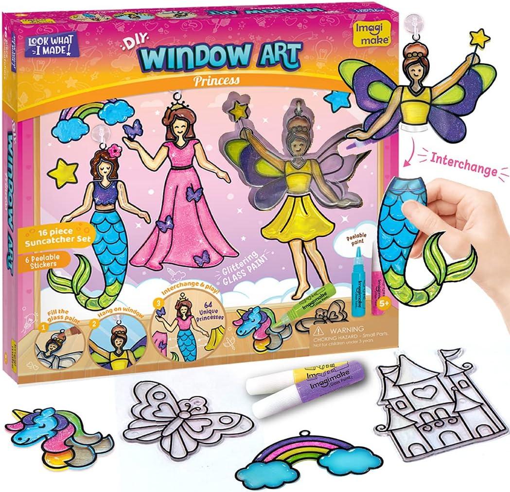 Imagimake Window Art Princess | Suncatcher Kit | Arts and Crafts for Kids Ages 8-12 | Girls Toys Age 6-8 | Easter Unicorn Gifts for Girls | 5 Year Old Girl Gift | 8 Year Old Girl Birthday Gift