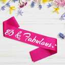 2 x 80 & Fabulous Birthday Sash, 80th Birthday Gifts idea for women, Funny 80th Birthday Party Suppiles, Hot Pink+ Silver(80 & Fabulous)