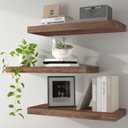 Floating Shelves 24 Inch Wall Shelf Solid Wood Mounted Storage for Bedroom Living Room Set of 3, Rustic Brown all Shelves