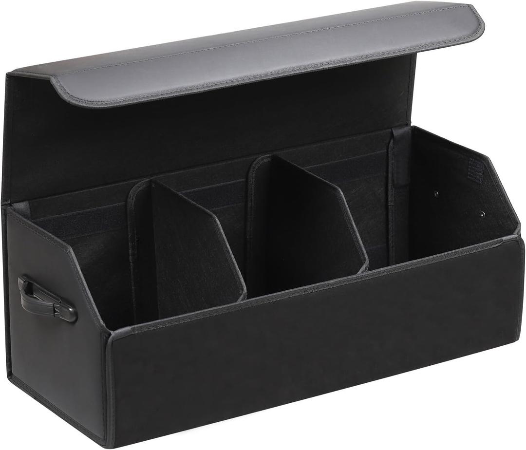AUTOARK Leather Car Trunk Organizer,Durable Collapsible Adjustable Compartments Cargo Storage,Extra Large Capacity,AK-151 (L 29.5" x W 12.2" x H 11.5")