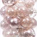 Sea Team Multi-Size Shatterproof Clear Plastic Christmas Tree Ball Ornaments Set, Decorative Hanging Transparent Xmas Baubles with Stuffed Delicate Decorations (25 Counts, Rose Gold)