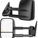 Heated Tow Mirrors Compatible with 2007-2013 Chevy Silverado & GMC Sierra (2007 New) 1500 2500 3500 HD, Tahoe Suburban Avalanche Yukon, Extended Trailer Towing Side Mirror w/LED Arrow Turn Light