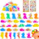 48 Pcs Mochi Squishy Toys with Water Beads for Kids Party Favors, Mini Stress Relief Squishy Fidget Toys for Classroom Prizes Christmas Party Favors Goodie Bag Stuffers Birthday Gift with Stickers
