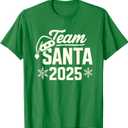 Team Santa 2025 Santa Claus Hat Christmas T-Shirt Color Green, Size Large Youth