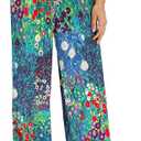 LOMON Womens Elastic High Waisted Palazzo Pants Casual Wide Leg Long Beach Vacation Trousers with Pockets, Large 