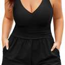 Plus Size Swim Romper Women One Piece Swimsuit Tummy Control Bathing Suit with Shorts Modest Full Coverage Swimwear (Black, XXXL)